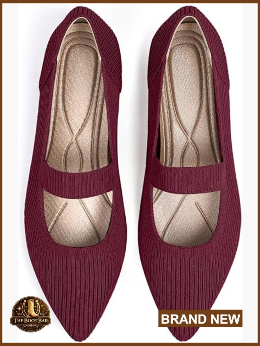 Pointed Toe Knit Mary Jane Flats - Comfortable & Breathable